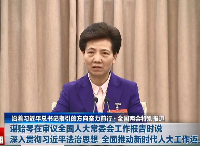 谌贻琴在审议全国人大常委会工作报告时说：深入贯彻习近平法治思想 全面推动新时代人大工作迈上新台阶
