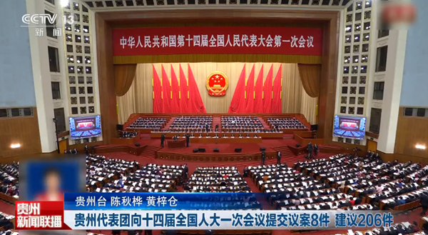 贵州新闻联播丨贵州代表团向十四届全国人大一次会议提交议案8件 建议206件