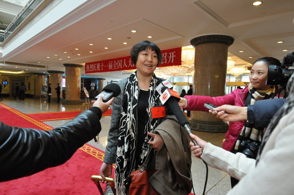 正在接受采访的代表